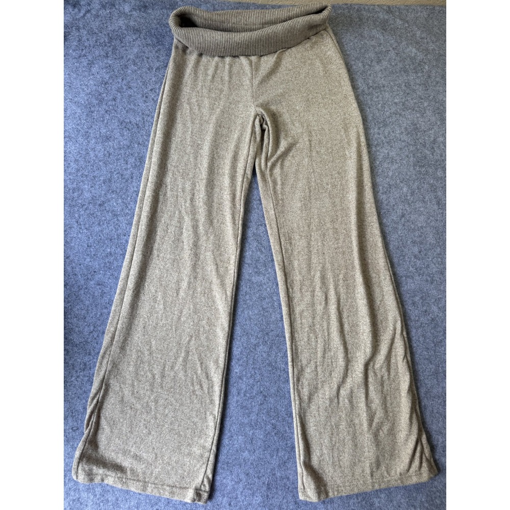 Shosho 25WLP12 Wide Leg Pants Medium Tan Heathered Ribbed Waist